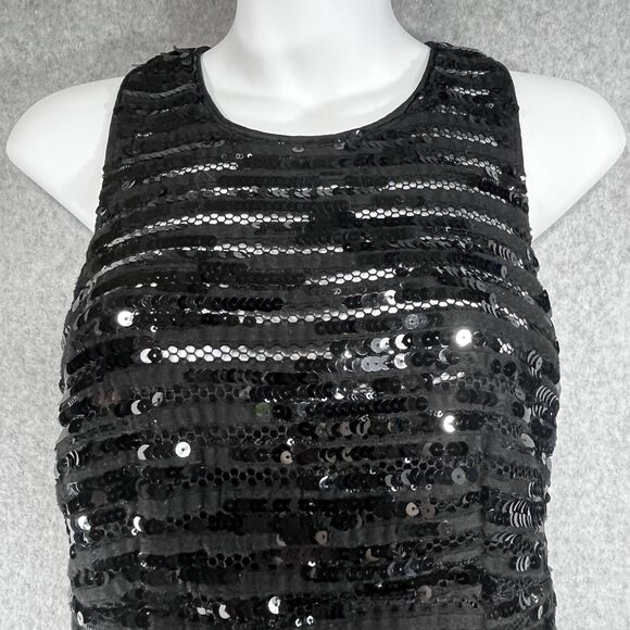 Nanette Lepore Roulette Black Sequin Dress Womens 8 Criss Cross Back Party Event - Picture 10 of 16